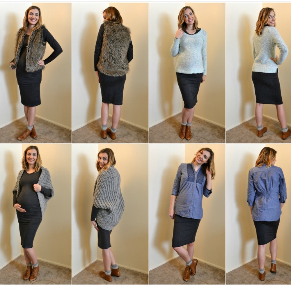 Maternity super soft batwing 3/4 sleeves dark gray knitted side ruched  dress
